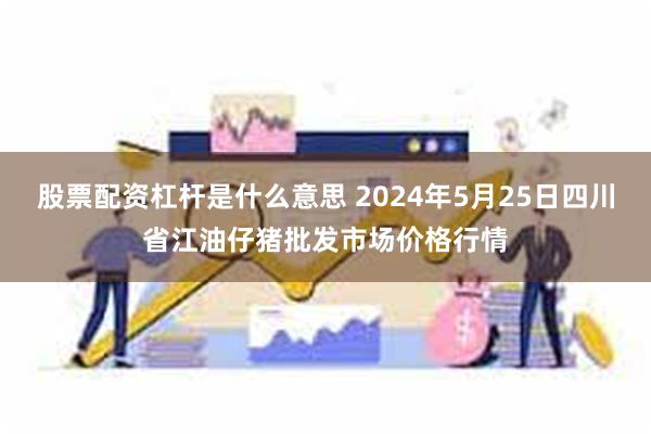 股票配资杠杆是什么意思 2024年5月25日四川省江油仔猪批发市场价格行情