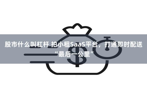 股市什么叫杠杆 拍小租SaaS平台，打通即时配送“最后一公里”